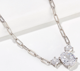 Diamonique 35th Anniversary 135 Facet 3-Stone Necklace, Oval cut